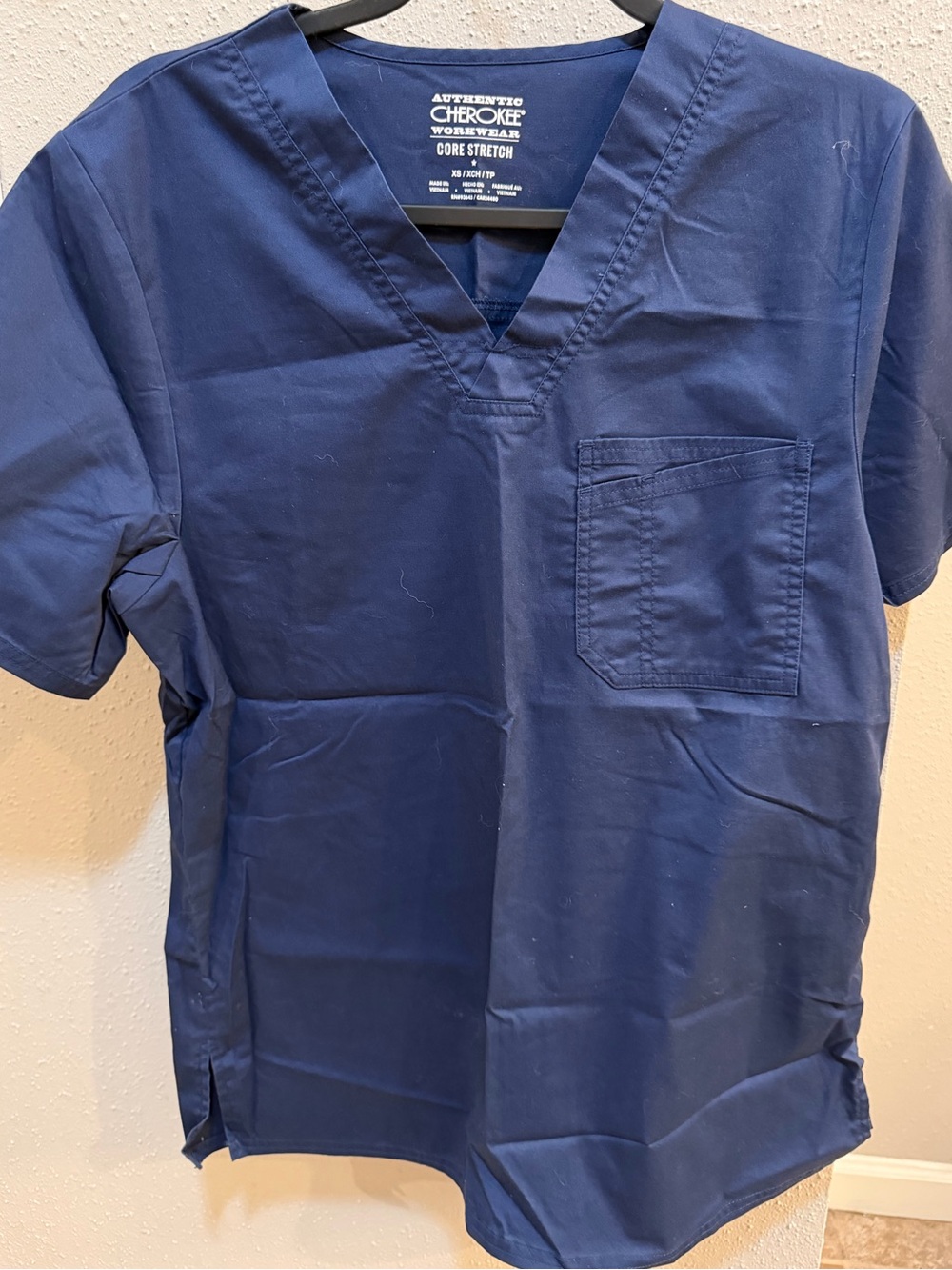 Cherokee Short Sleeve V-Neck Scrub Top & Bottoms - Navy Blue
